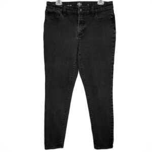 St. John's Bay Stretch Skinny Leg Jean Black Distressed, Size 12